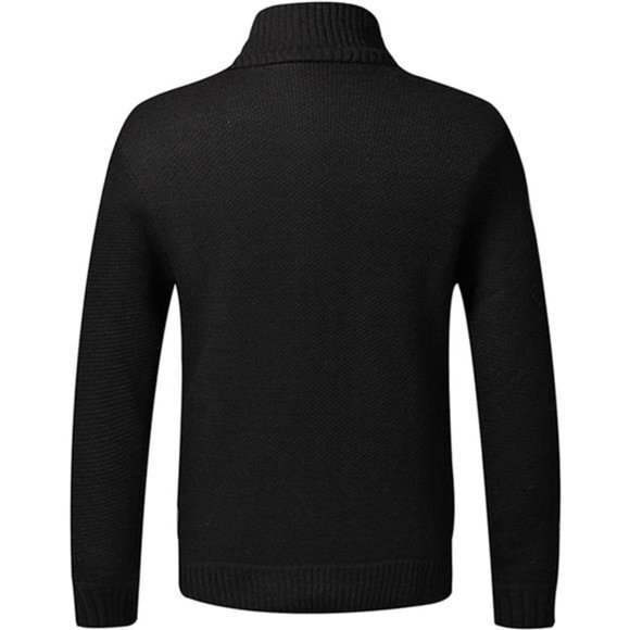 Men's Shawl Collar Cardigans Slim‎ Fit Button Cable Knit Black Sweater Pockets - Picture 4 of 6